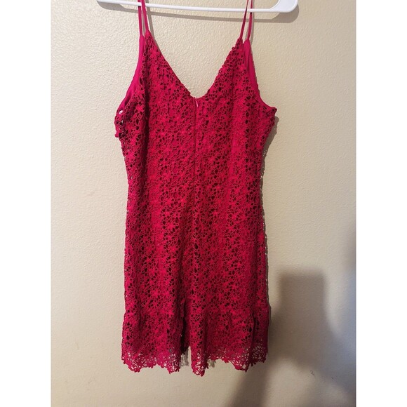 Lulus Believe in Love Magenta Backless Skater Mini Dress SZ M Lace Romantic - Picture 13 of 15